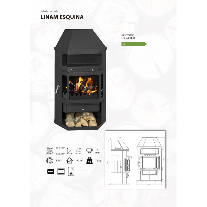 ESTUFA DE LEÑA LINAM ESQUINA