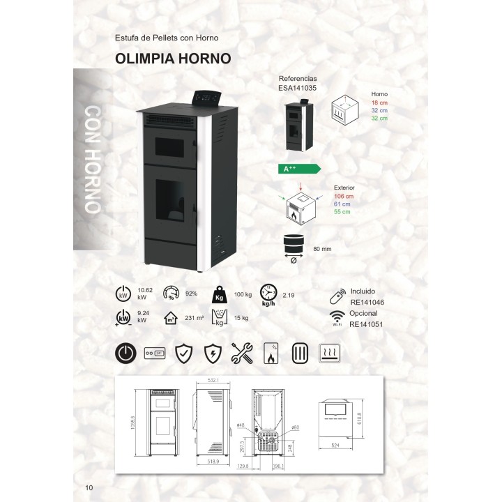 ESTUFA DE PELLET OLIMPIA HORNO