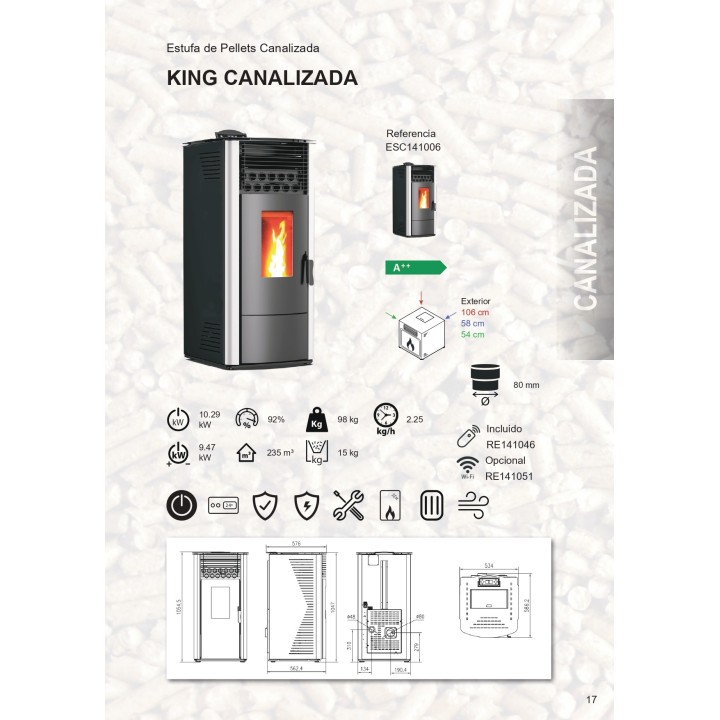 ESTUFA DE PELLET KING 10 CANALIZADA
